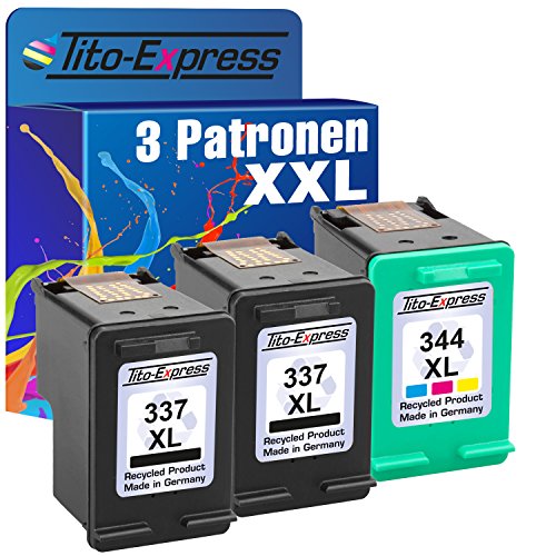 3x Tito-Express PlatinumSerie XXL Tintenpatrone kompatibel zu HP 337 XL & HP 344 XL