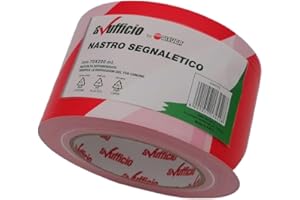 Alevar Nastro Segnaletico Bianco e Rosso mm 70x200 mt, Nastro in PVC per Delimitazioni Aree non Adesivo, Confezione 1 Pezzo