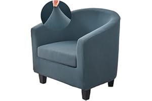 Highdi Tub Chair Cover 2 Piece Solid Color Armchair Slipcovers with Seat Cover High Stretch Removable Washable Bucket Chair Covers Furniture Protector for Club Bar Office Reception (Dark Gray)