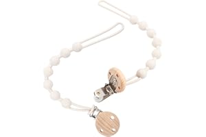 ZOUWEL Attache Tetine, 2 Paquets Attache Tetine Silicone Avec Design en Bois, Attache Sucette Souple et flexible pour Garçons et Filles (Blanc)