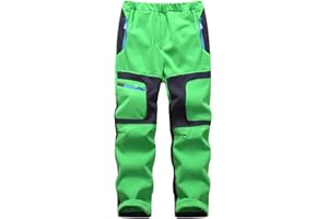 FAIRYRAIN Kinder Jungen Mädchen Winter Warm Softshellhose Regenhose Gefütterte Outdoorhose Wasserabweisend Winddicht Skihose Wanderhose Sporthose