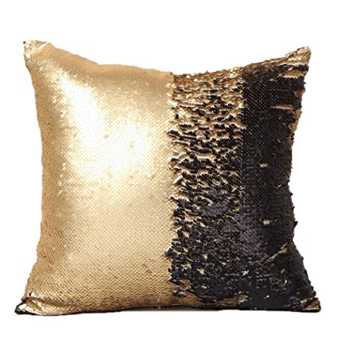 DEESEE(TM) Double Color Glitter Sequins Throw Pillow Case Cafe Home Decor Cushion Covers (D)