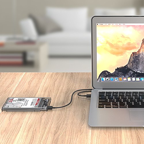 ELUTENG Externe Festplatte USB C 2.5 Zoll HDD Gehäuse Werkzeugloses 2TB USB C Gehäuse für 7 & 9.5mm SATA HDD / SSD USB 3.0 Typ-C Externes Festplattengehäuse Transparent - 6