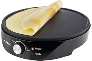 ‎KORONA Korona 41055 Crêpesmaker 1200 Watt max. Durchmesser ca. 30 cm einfach zu reinigen dank Antihaft-Beschichtung inkl. Teigverteiler schwarz