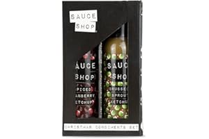 Sauce Shop Christmas Condiments Duo Gift Set. 1x Spiced Cranberry Ketchup 260g, 1x Brussels Sprout Ketchup 260g