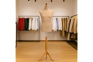 The Shopfitting Shop Männer Schneiderpuppe / Herrenbüste / Schaufensterpuppe, Holz- Ständer mit Dreifuß