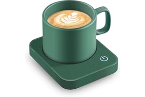 JICHENFANG Chauffe Tasse et Chauffe Café, 3 Réglages de Température Chauffe Boisson, arrêt Automatique de 4 Heures, pour Le Bureau et la Maison Green(NO Cup