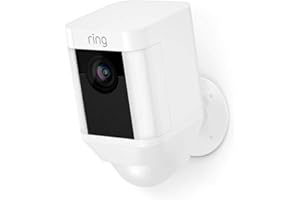 Ring Spotlight Cam Battery | Überwachungskamera für aussen mit HDR-Video, WLAN, 3D-Bewegungserfassung, Kamera funktioniert mit Alexa | akkubetriebene Sicherheitskamera mit LED und Sirene | Weiß