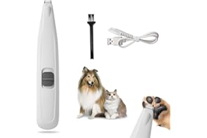 AMNF Tagliacapelli per zampe di cane, USB Rechargable Dog Clippers, 40 dB Low Noise Dog Cat Electric Hair Trimmer with LED, for Paws, Eyes, Ears, Face, Rump(White)