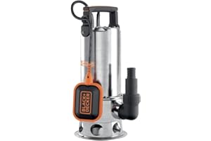 Black+Decker BXUP1100XDE Tauchpumpe für Schmutzwasser (1100 W, max. Förderleistung 16.500 l/h, max. Förderhöhe 10,5 m), Grau