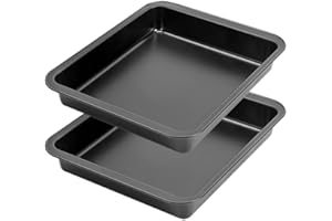 MGE WORLD MGE - Stampo da Forno Quadrato - Teglia e Lasagnera in Acciaio al Carbonio - Per Biscotti e Torte - Rostiera Antiaderente - 25 x 25 cm