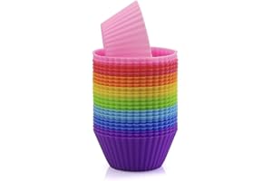 AVANA réutilisables Moules en silicone haut de gamme environnement découpé Moule à Muffin Caissettes à Cupcakes en forme de moules Cupcakes et Muffins en Forme de 8 couleurs, 24-Set