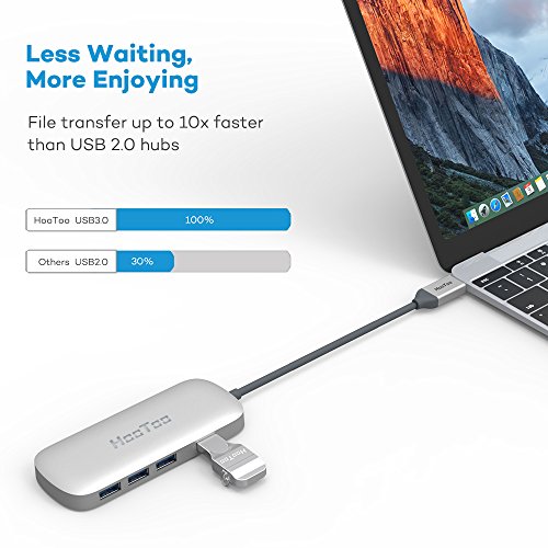HooToo USB-C Hub Type-C Hub mit 4 USB 3.0 Anschlüssen für MacBook und Windows USB C Laptop, Silber - 5