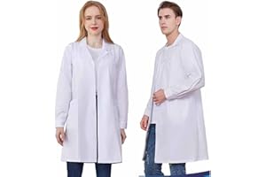 Skeerthy Labormantel Chemie Laborkittel Arztkittel Weiß Herren Damen Arbeitsmantel Langarm Baumwolle Arbeitskleidung Kittel Mantel Weiß