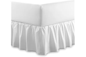 FILO MAGICO Plain 100% Egyptian Cotton Fitted Valance Sheet | Easy Care 16" / 40cm Extra Deep Frilled Valance Fitted Bed Sheet - Machine Washable - Single Double King Size (White, Double)