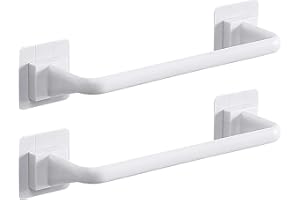 FANGSUES 2 Pieces Towel Bar rail, Plastic Wall mount Pot Lid Rack, Self Adhesive Hanger Rail Organizer Holder, Bar Bathroom Accessories, for Kitchen Bathroom Toilet (White, 24.5 cm)