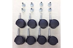 Home Fittings 8 x Black Deluxe Furniture Twin Castor Wheels - Divan Bed Sofa Settee Chair