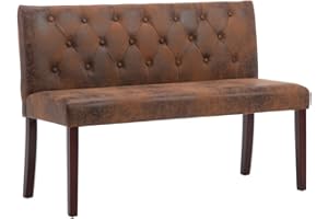 vidaXL Banco Sofás Recepción Sillas Asiento Muebles Decoración de Entrada Hogar Porche Oficina Recibidor de Piel de Ante Artificial Marrón