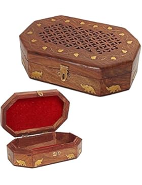 Holz Schmuckschatulle Inlay Arbeit mit Octal Form 7 X 5, Aufbewahrungsbox, Vintage-Box Geschenk für Weihnachten...