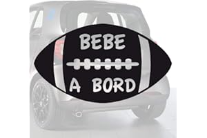 Sticker bébé à bord pour voiture Ballon Rugby Noir 20 cm - Anakiss