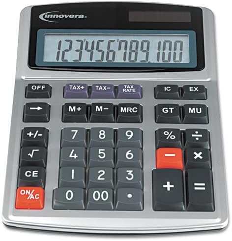 Innovera 15971 Basic Desk Calculator Silver Calculator Basic Calculators Office, Calculator, 12 Digit, Tilting Display, Solar/Battery, Silver)