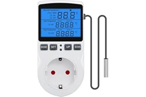 Gobesty Digitale Presa Termostato, Regolatore di Temperatura, Termoregolatore con sonda, Interruttore di Temperatura, Presa di Corrente, Digitale Spina Termoregolatore per Serra, Fattoria/terrario