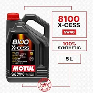 Motul 8100 Xcess 5W-40 API SN/CF Fully Synthetic Engine Oil for Petrol and Diesel Cars (5 L) (102870-4PK)