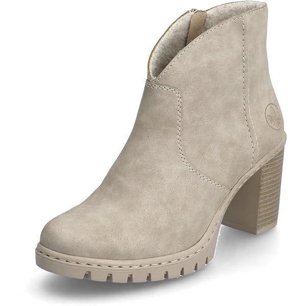 Bottines Rieker Femme Y1284 - Noir Avec Fermeture éclair Et Aspect Ruché - Semelle Adhérente Et Intérieure Souple
