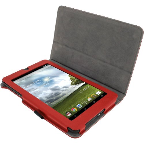igadgitz Rot PU Ledertasche Hülle Folie Cover für Asus MeMO Pad ME172V 7″ Tablet mit Multi Winkelbetrachtung Stand + Stylus Schift Halter + Displayschutzfolie - 2