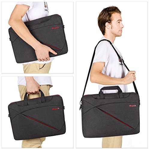 Ropch 17 17,3 Zoll Notebooktasche Umhängetasche Messenger Bag Laptop Tasche Schultertasche Schutzhülle Hülle Sleeve Case – Schwarz - 7