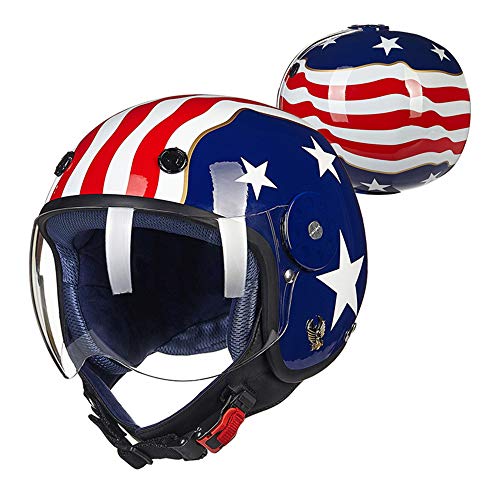 Initial Casque de Moto pour Enfants Demi - avec Pare-Soleil, matériau Composite en Fibre de Carbone Kevlar Certification Dot Anti-Collision Efficace,M