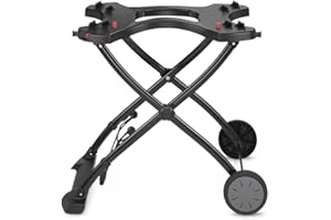 Weber Portable Cart/For Q Series Gas Barbecues, Foldable Design with Wheels, Built-In Wire Transport Handle, 16.5 x 75.5 x 71.5 cm (Collapsed), 63.5 x 53.5 x 71.5 cm (Raised)