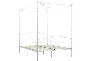 vidaXL Sänghimmel utan madrass vit metall 120x200 cm