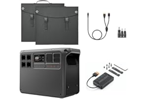 DJI Power 2000 estación de energía portátil 2048 Wh, con 2 paneles solares plegables de 100 W, DC5521 hembra a Anderson 30 A/XT60 hembra, adaptador DC 3 en 1, 1 MPPT.