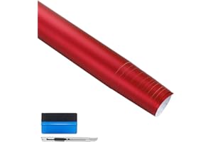 NewL Film vinyle métallique satiné de qualité supérieure - Sans bulles d'air - Pour voiture - Rouge - 30 x 150 cm