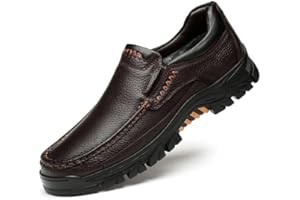 WNUKATO Men's Shoes Slip-on Loafers Black Business Casual Leather Shoes