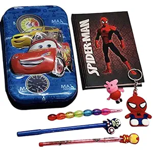 Le Delite Combo Boys - Diary with Pen, Pencil & for Boys Super Hero Action Hero Diary / Gift for Boys / Password Diary for Boys/ Lock and Key Notebook with Keychain