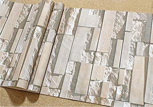Luxury Stone Brick Wall 10M Vinyl Wallpaper Roll Papel De Parede 3D Living Room Background Wall Decor Art Wall Paper ( Color : Beige )