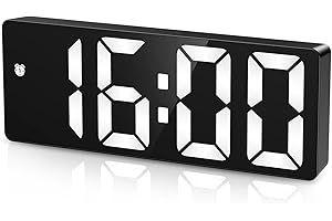 ANKILO Cyfrowy budzik, zegar LED ze wskazaniem temperatury, budzik podróżny, regulowana jasność, format 12/24-godzinny, do domu, sypialni, biura, dla dzieci, osób starszych, czarny