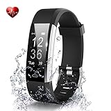 Antimi Fitness Armband, Fitness Trackers Pulsuhren Schrittzähler für iPhone Android Handy (Schwarz)