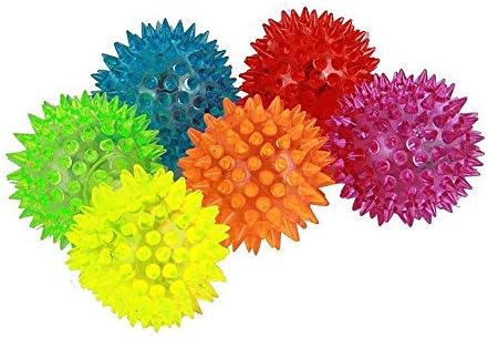 Gokiho Pet Toy Squeaking Balls with Blinking LED Lights Set of 6 for Cat, Dog Pet. Comes in Bright Colors