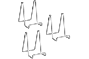 DIDUDIDU Plate Holder Easel Display Stand - 4.5 inch Metal Plate Stands for Display - Tabletop Picture Stand - Silver Iron Easels for Display Pictures