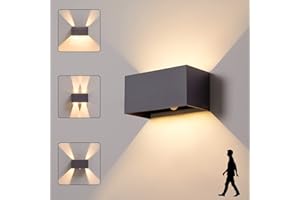 ‎CELAVY CELAVY LED Außenlampe Außenleuchte Anthrazit mit Bewegungsmelder, Wandleuchte Wandlampe innen aussen, IP65 Aussenleuchte Aussenlampe Wand, UP Down Außenwandleuchte Außenbeleuchtung Balkon Terrasse