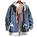 Produktbild Amphia - Herren Jeansjacke - Vintage Mantel - Destroyed Denim Mantel und Taste, Männlich Herbst Winter Casual Vintage Wash Distressed Denim Jacke Mantel Top Bluse(Blau,L)