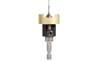 Amana Tool 55151 Carbide Tipped 82 Degree Countersink with Tapered Drill and Adjustable Depth Stop with No-Thrust BB 3/8 D x 1/8 Drill D x 1/4 Inch Quick Release Hex SHK