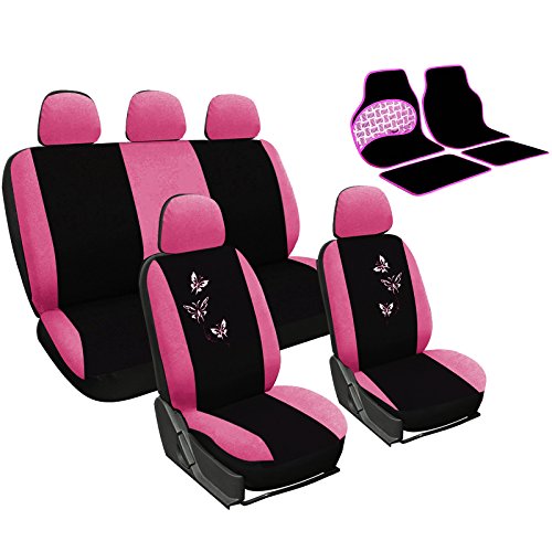 Preisvergleich Produktbild WOLTU 7247+AM7151 Auto Schonbezug Schonbezüge Fußmatten rosa