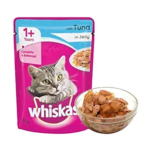 Whiskas Wet Cat Food, Tuna in Jelly for Adult Cats (+1 Year) ? 85 g Pouch (Pack of 12)