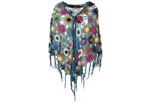 GURU SHOP Häkelstola, Hippie Blümchen Häkelschal, Dreieckstuch, Herren/Damen, Grün, Baumwolle, Size:One Size