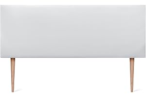 DHOME Zagłówek ze sztucznej skóry lub gładkiej tkaniny AQUALINE z nogami Wyściełany zagłówek Luksusowy zagłówek łóżka (160x105cm z nogami (Łóżka 150/160), Derma Biały)