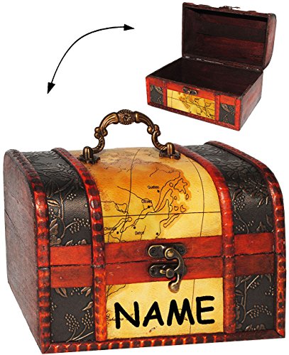 sehr edel _ 3 tlg. Set – Schatzkiste / Schatztruhe – “ Nostalgie “ – aus Holz – Kiste & Truhe – z.B. für Geldgeschenke, Schatzsuche, Spardose, Hochzeit – Landkarte / Welt – Erde – Globus – Reise / Urlaub – Urlaubsreise / Trinkgeld – für Kinder & Erwachsende – kleine – stabil – Pirat Geld Piratenschatz – Piraten – Piratenschatztruhe – Truhen – Piratenkiste / Spieltruhe – Holzkiste - 6